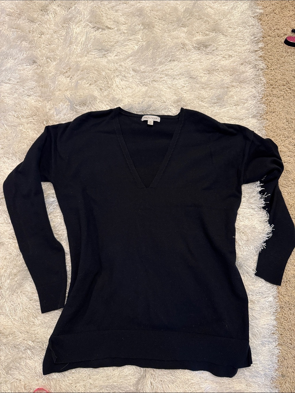 Prologue Black V-Neck Women's V-neck Oversized  Sweater